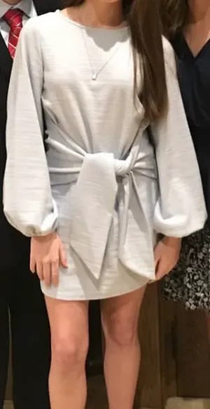Selfie Leslie Rapt Waist Tie Bishop Sleeve Dress thumbnail 4