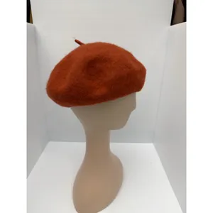 Women’s Rust Orange Wool Felt Beret Hat French Parisian Vintage Style Unbranded thumbnail 2