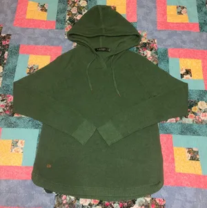 Lauren Ralph Lauren Green Knit Hooded Sweater Woman’s Size Medium Outdoor RL thumbnail 1