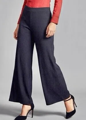 OLIA Womens Black Ribbed Knit Wide Leg Pants Palazzo Office Est XS Whimsigoth thumbnail 1