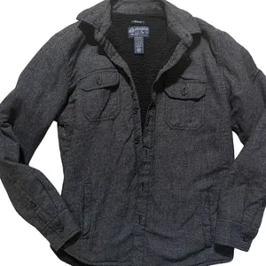 American Rag Faux Fur Lined Shirt Jacket Gray Button Front Shacket Women's M thumbnail 2