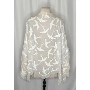 Anthropologie LILKA Shorebird Embroidered Bird Swim Cover-Up Jacket Medium Large thumbnail 8