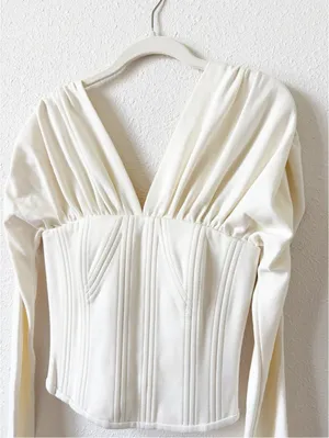 Ceren Ocak Bustier Top Ecru Size XS Neutral Luxury Party Going Out thumbnail 3