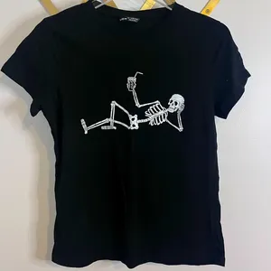 Shein Drinking Skeleton Tee Black thumbnail 1