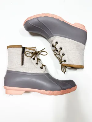 Sperry Top Sider Saltwater Duck Boot Rain Boot Pop Linen Rose Gray Pink Size 8.5 thumbnail 2