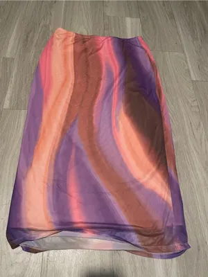 Gianni Bini Wave-Print Maxi Skirt in Purple & Pink thumbnail 1