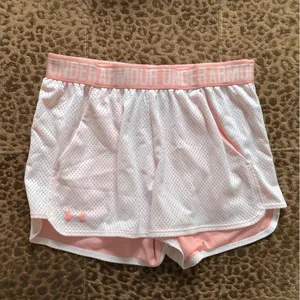 Under Armour White and Pink Women's Shorts thumbnail 2