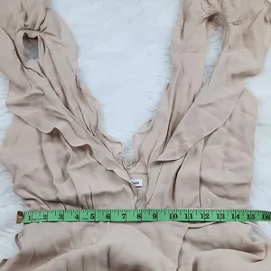 Reformation Peppermint Dress maxi gown Champagne‎ Blush Nude Ruffled Wrap Medium thumbnail 12