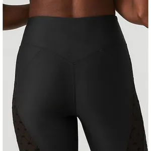 Alo Airlift Mesh High-Waist Celeste Capri Black Sheer Cut-Outs Cutouts Hi-Rise thumbnail 5