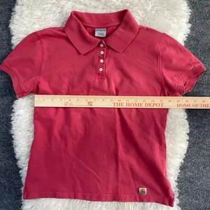 Carhartt Pink Polo Collared Shirt Short Sleeve Y2k Preppy Casual Academia thumbnail 6