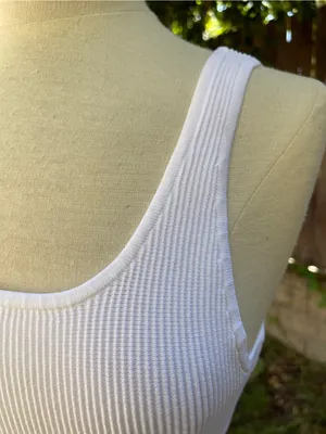 Aritzia Babaton Sculpt White Ribbed Square-Neck low back minimalist streetwear L thumbnail 2
