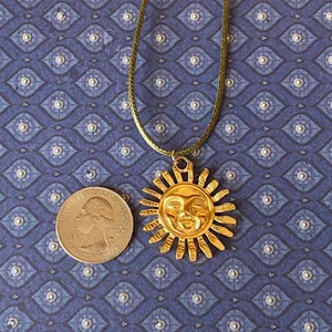 Handmade gold tone stainless steel sun boho retro vintage style necklace☀️ thumbnail 6