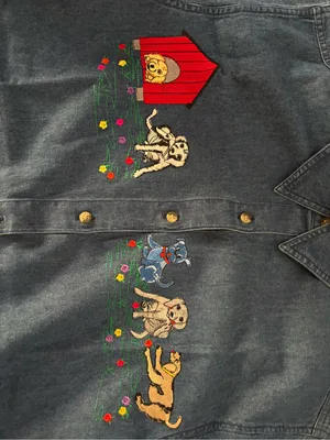 Embroidered Dog Denim Button-Up Shirt - Navy thumbnail 3