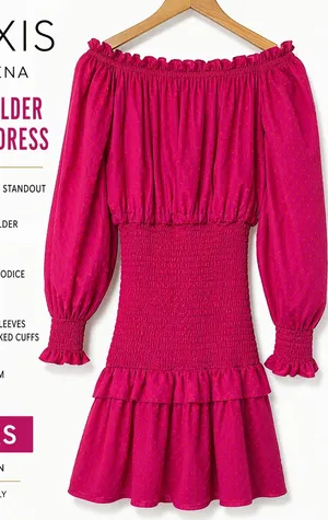 Alexis Marilena Off Shoulder Smocked Dress Fuchsia Polka Dot XS thumbnail 1