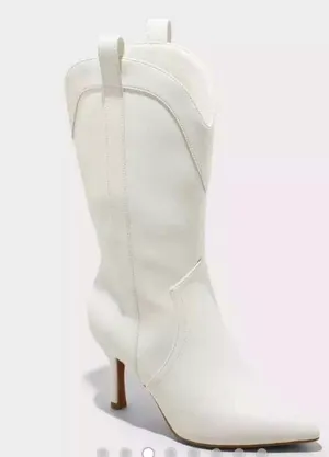 Wild Fable Women's Bryce Heeled Western Cowboy Boots in white faux leather thumbnail 3