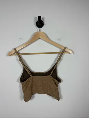 Beach Riot Kenzi Bikini Top Gold Shimmer Twist Front Swim Top Size S thumbnail 6