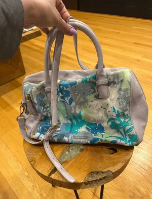 Vera Bradley Floral Pattern Leather Satchel Bag with Shoulder Strap thumbnail 1