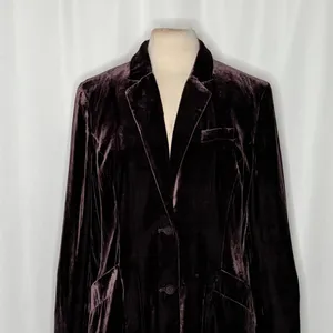 SUNDANCE Purple Silk Velvet Sofia Boyfriend Blazer Jacket Two Button Solid 10 thumbnail 3