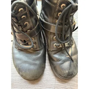Harley Davidson Womens Black Leather Moto Combat Boots Side Zip Buckle Lug Sole thumbnail 3