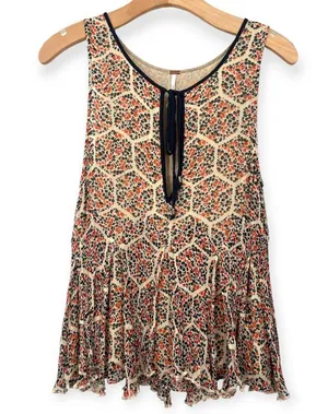 Free People | S | Touch The Sky Printed Tank Sleeveless Baby doll Top Blouse thumbnail 2