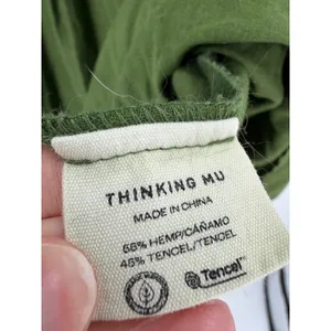 Thinking Mu‎ Fresia Dress Women's L Green Hemp Tencel Tiered Midi Lagenlook Boho thumbnail 4