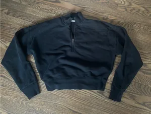Reformation jeans black quarter zip jumper sweatshirt top size small thumbnail 1