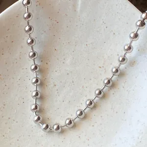 Handmade grunge y2k stainless steel big ball chain simple necklace💛 thumbnail 5