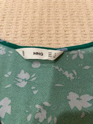 Mango Green with purple florals V-Neck button down mini Dress thumbnail 3