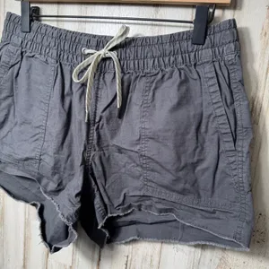 Vuori Ripstop Dark Gray Charcoal Organic Cotton‎ Shorts Raw Hem Womens M thumbnail 2
