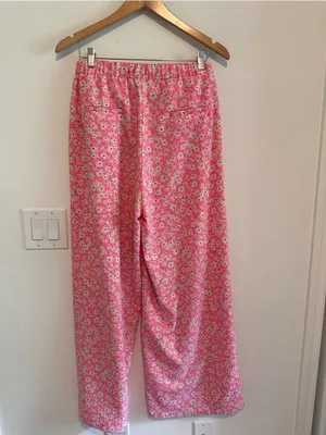 FRNCH Brittany Wide Legs In Pink Floral Pattern Sz M thumbnail 9