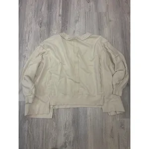 We The Free Free People Oversized V-Neck Sweatshirt Cream Exposed Seam XS‎ thumbnail 6