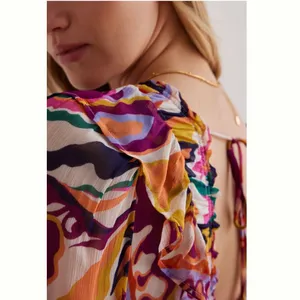 Anthropologie The Odetta Ruffled V-Neck Dress Pink Floral thumbnail 6