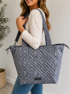 Simply Southern Gray Python Quilted Tote Duffle Travel Bag NWOT thumbnail 1