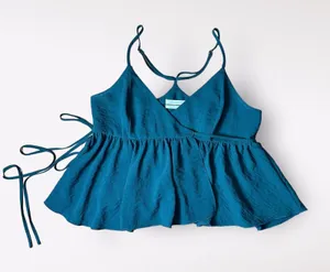 Urban Outfitters Green‎ wrap ruffled Peplum tank top blouse Size L thumbnail 1