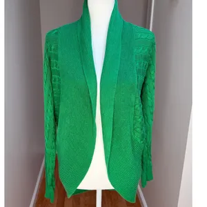 Lauren Ralph Lauren Sweater Cardigan Womens M Green Cable Knit Open Front Preppy thumbnail 6