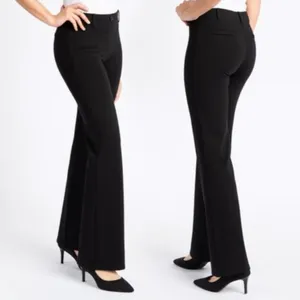 BETABRAND Women's Wide Leg Yoga Work Pant Faux Pockets Black Medium thumbnail 2