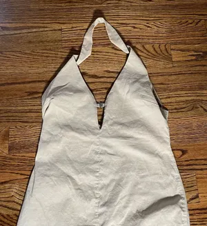 Zara Halter Neck Dress Size XL Beige Midi Maxi thumbnail 1