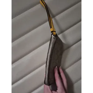 Coach Signature Canvas Wristlet with Yellow Leather Trim thumbnail 6