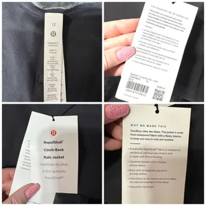 Lululemon RepelShell Cinch Back Rain Jacket Waterproof Windproof Velour Lined 12 thumbnail 13