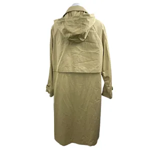 Zara Beige Long Sleeves Snap Button Hooded Long Rain Trench Coat Jacket Size XS thumbnail 3