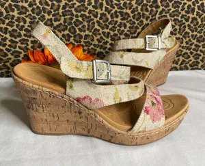 Born Concept Schirra Canvas Floral Wedge Sandals | 9 thumbnail 3