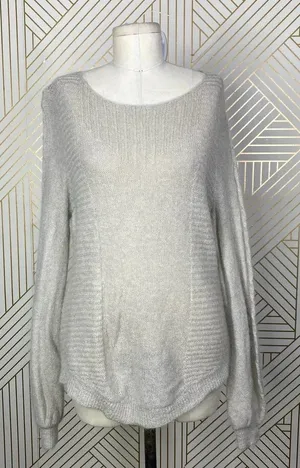 Sundance Catalog Wool Mohair Knit Beige Ribbed Sweater Size US‎ Large thumbnail 1