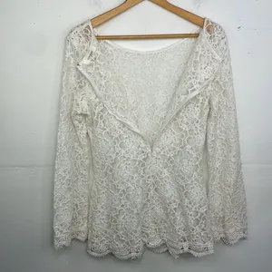 Umgee Lace Top Womens Scalloped Hem Boho Top Size Small Ivory White thumbnail 9