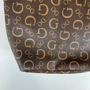 Guess Monogram Cutout Handle‎ Tote Bag Brown Olive Green Logo Print Lunch Bag thumbnail 8