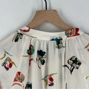 Lemon Tart Floral Print Women's‎ Crepe Chiffon Top Tassel Tie Neck 3/4 Sleeve S thumbnail 10