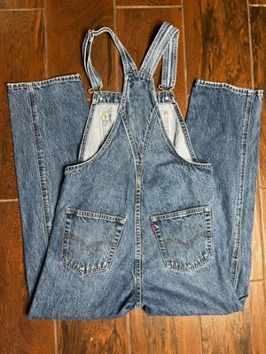 Levi’s Premium Dark Denim Wash Straight Leg Jeans Overalls Womens Size XS thumbnail 4