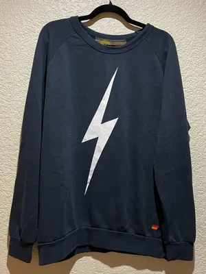 Aviator Nation Black Lightning Bolt Graphic Crewneck Sweatshirt Pullover Size XL thumbnail 4