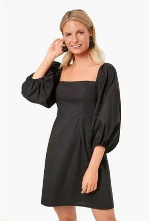 Tuckernuck Pomander Place Square Neck Chloe Mini Dress Black Puff Sleeves Small thumbnail 1
