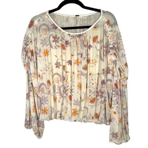 Free People Wildflower Honey Floral Cream Blouse Size Small thumbnail 3