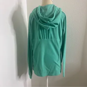 Columbia Size L Lightweight Fleece Jacket Solid Turquoise Long Sleeve Hoodie thumbnail 6